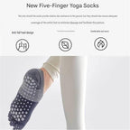 Black Yoga Gloves and Five Toe Socks Set - Acrylic Knit Half Finger Gloves with Silicone Dots, Cotton Blend Non-Slip Socks for Pilates, Dance, and Indoor Fitness Training