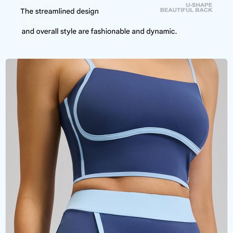 White XXL Size Women's Linear Sports Set - Polyester Spandex Blend with Adjustable Straps, Removable Pads and Anti-Exposure Skirt for Yoga, Running and Gym