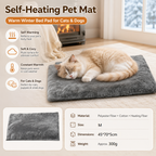 Grey  M Size 45x70cm Self Heating Pet Mat - Soft Plush Non-Slip Thermal Bed for Cats and Small Dogs Indoor Crate Car Travel Use