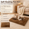 Brown S Size 36x50cm Self Heating Pet Mat - Soft Plush Non-Slip Thermal Bed for Cats and Small Dogs Indoor Crate Car Travel Use