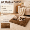 Brown  XL Size 72x115cm Self Heating Pet Mat - Soft Plush Non-Slip Thermal Bed for Cats and Small Dogs Indoor Crate Car Travel Use