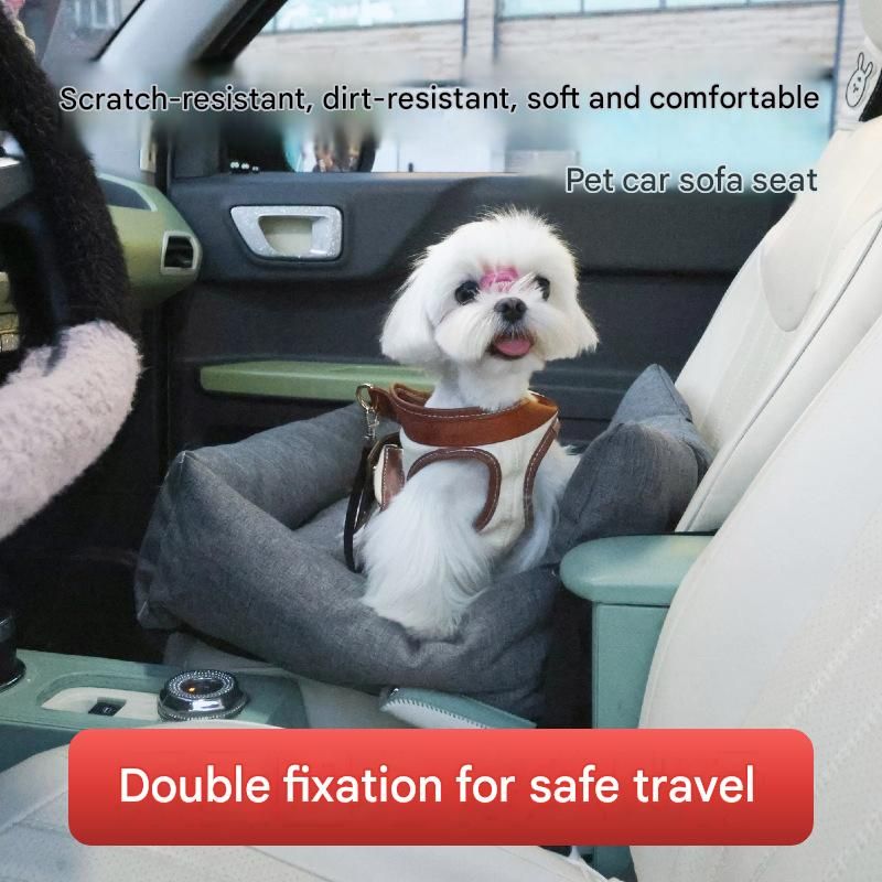 Grey S Size 40x30cm Car pet bed -Oxford Linen Removable Washable Non-Slip Sofa Bed for Small Dogs Cats Indoor Travel Use