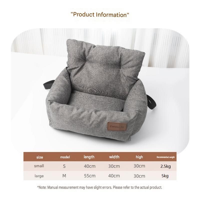 Grey S Size 40x30cm Car pet bed -Oxford Linen Removable Washable Non-Slip Sofa Bed for Small Dogs Cats Indoor Travel Use