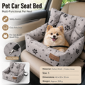 Grey Paw print pattern S Size 40x30cm Car pet bed -Oxford Linen Removable Washable Non-Slip Sofa Bed for Small Dogs Cats Indoor Travel Use