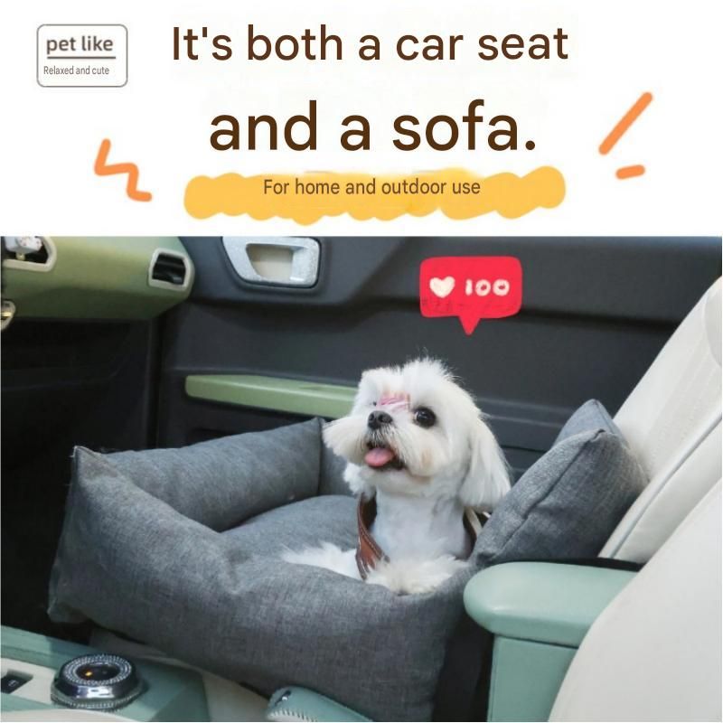 Yellow M Size 55x40cm Car pet bed -Oxford Linen Removable Washable Non-Slip Sofa Bed for Small Dogs Cats Indoor Travel Use