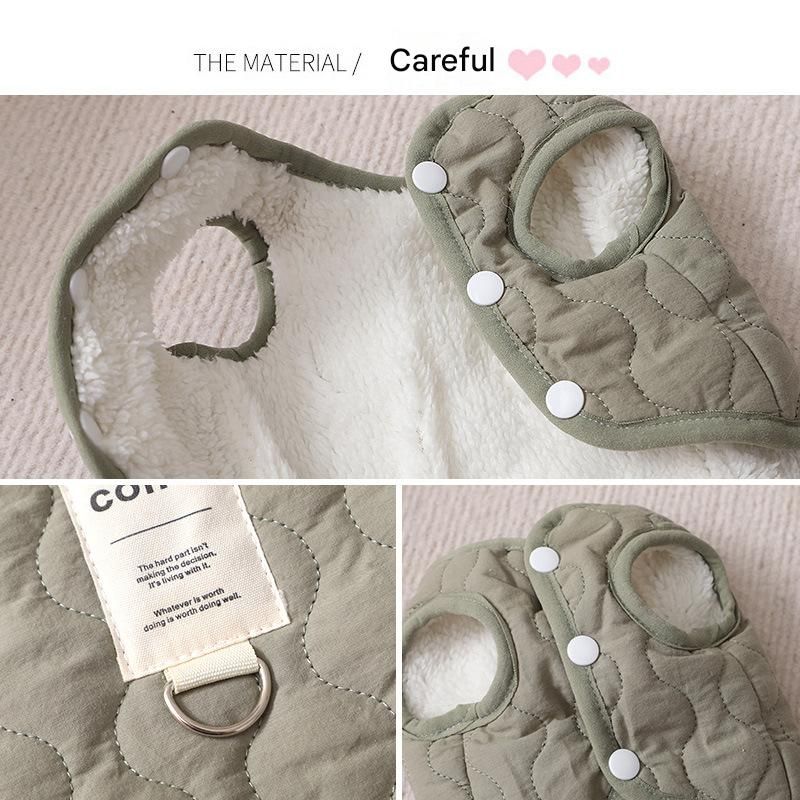 Beige L Size 42x30cm Fleece-lined thickened dog vest - Cotton Fleece Lined Harness Compatible Winter Coat for  Dogs Shed Control Outdoor Walks，Winter Pet Essentials