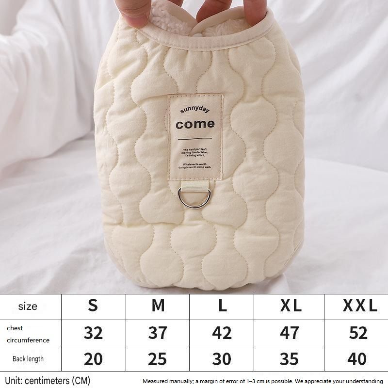 Beige XL Size 47x35cm Fleece-lined thickened dog vest - Cotton Fleece Lined Harness Compatible Winter Coat for  Dogs Shed Control Outdoor Walks，Winter Pet Essentials