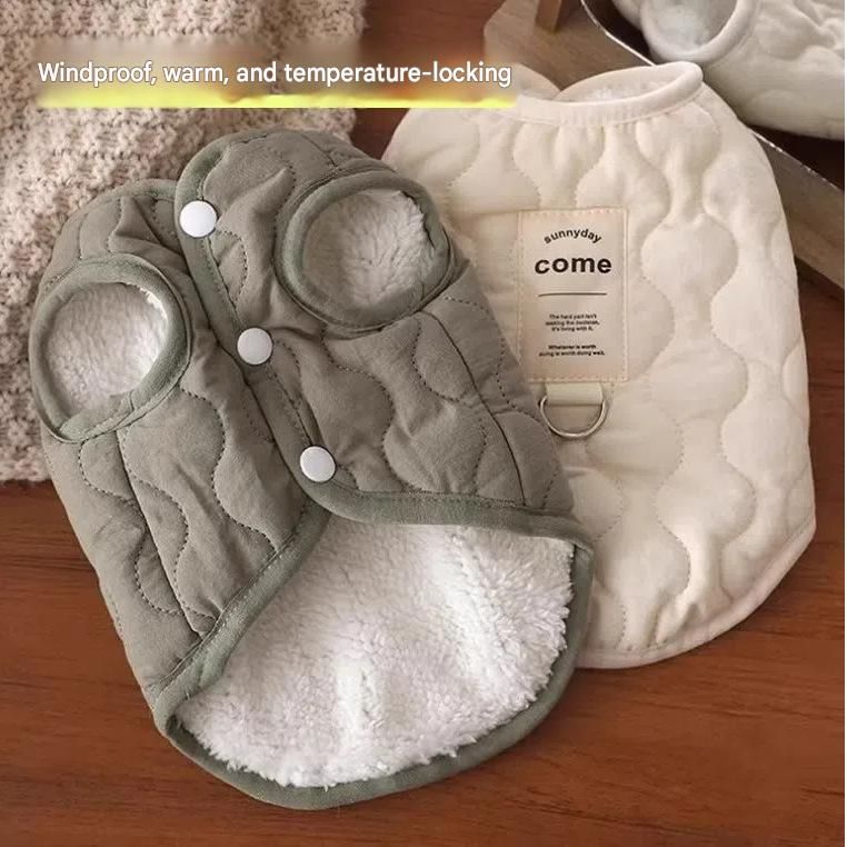 Beige XXL Size 52x40cm Fleece-lined thickened dog vest - Cotton Fleece Lined Harness Compatible Winter Coat for  Dogs Shed Control Outdoor Walks，Winter Pet Essentials