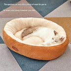 M Size 48x60cm Grey Oval Pet Bed - Arctic Fleece and PP Cotton - Thickened Warmth, Non-Slip Base, Removable Cover, Compact for Cats and Small Dogs