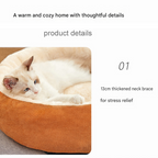 M Size 48x60cm Grey Oval Pet Bed - Arctic Fleece and PP Cotton - Thickened Warmth, Non-Slip Base, Removable Cover, Compact for Cats and Small Dogs