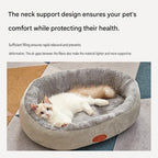L Size 60x75cm Grey Oval Pet Bed - Arctic Fleece and PP Cotton - Thickened Warmth, Non-Slip Base, Removable Cover, Compact for Cats and Small Dogs