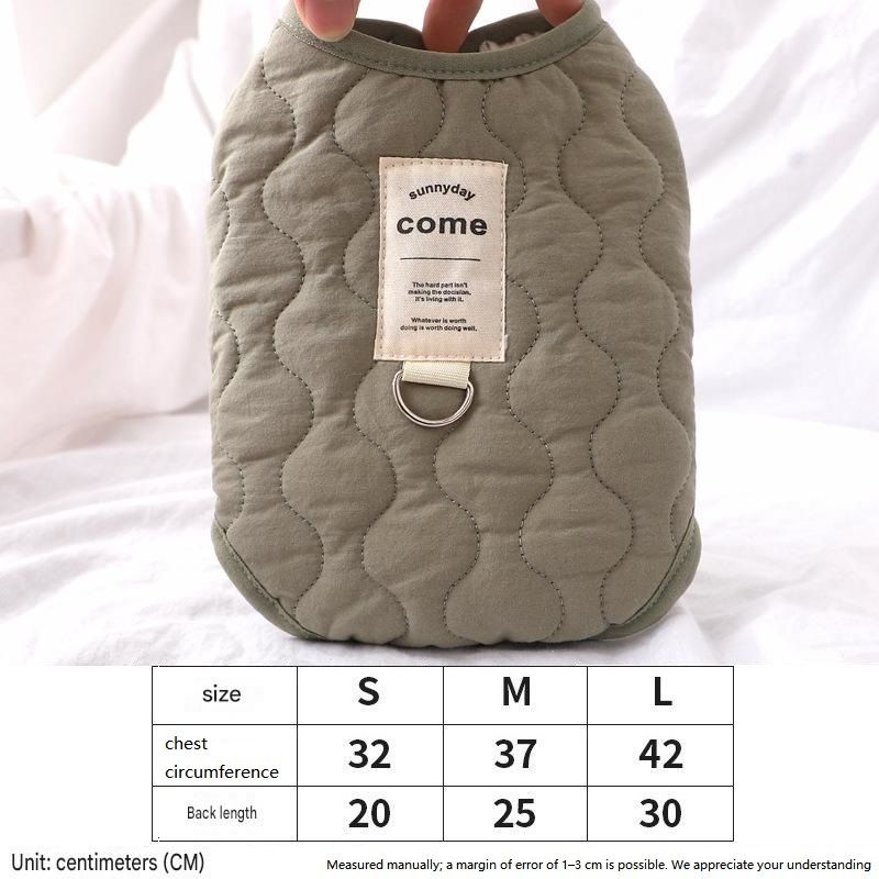 Winter Pet Care Bundle -  M Size 37*25cm Green Quilted Dog Vest with Leash Ring and  M Size 48*60cm Grey Oval Arctic Fleece Bed - Warm Cotton Outerwear, Plush Sleep Nest for Small Dogs and Cats