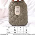 Winter Pet Care Bundle -  L Size 42*30cm Green Quilted Dog Vest with Leash Ring and  L Size 60*75cm Grey Oval Arctic Fleece Bed - Warm Cotton Outerwear, Plush Sleep Nest for Small Dogs and Cats