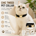 S Size Black Chic Tweed Pet Collar - Polyester with Gold Bell and Adjustable Buckle - Soft Lightweight Neckwear for Cats and Small Dogs, 16-26cm Fit