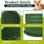 Silicone Slow Feeder Dog Bowl - Green 11.9*11.9*9.05cm  Anti Gulp Pet Bowl with Suction Base, Easy Clean Spill Resistant Design for Dogs and Cats