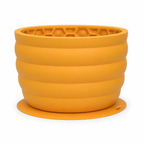 Silicone Slow Feeder Dog Bowl - Yellow 11.9*11.9*9.05cm Anti-Gulp Pet Bowl with Suction Base, Easy Clean Anti-Tip Design for Dogs and Cats