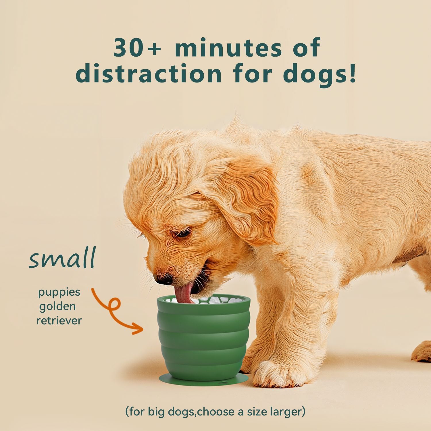 Silicone Slow Feeder Dog Bowl - Small Green 9.4 x 9.4 x 8.2 cm, Suction Base, Anti Gulp Design, Easy Clean Pet Bowl for Dogs and Cats