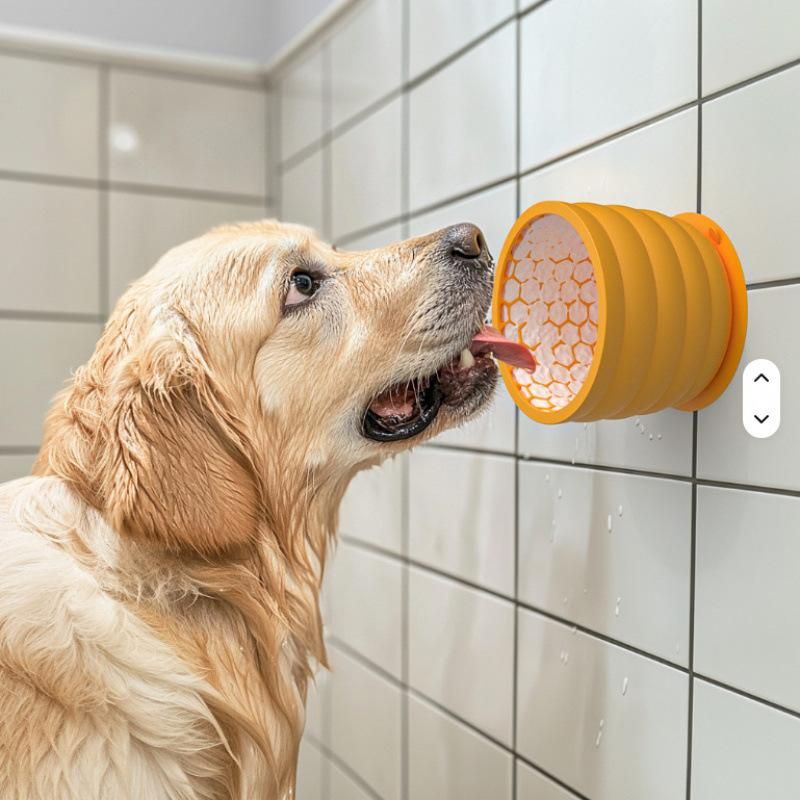 Silicone Slow Feeder Dog Bowl - Small Green 9.4 x 9.4 x 8.2 cm, Suction Base, Anti Gulp Design, Easy Clean Pet Bowl for Dogs and Cats