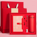Red A5 Business Notebook Gift Set with Vacuum Flask Pen and 16GB USB Drive Corporate Gift Box