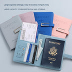 Sky Blue Travel Passport Holder and Notebook Gift Set with Luggage Tag & Metal Pen Business Travel Gift Box