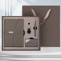 Gray Executive A5 Notebook Gift Set with Metal Pen, Business Card Holder and Keychain for Corporate Gifts, Client Appreciation and Office Professionals