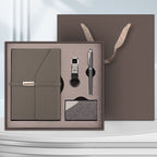 Gray Executive A5 Notebook Gift Set with Metal Pen, Business Card Holder and Keychain for Corporate Gifts, Client Appreciation and Office Professionals