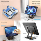 Study Focus Timer (White) and Foldable Metal Tablet Stand (Black) Set, Mechanical Countdown Timer with Adjustable Aluminium Alloy Device Holder