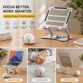 360° Rotating Laptop Stand(Silver) & Magnetic Mechanical Timer(Beige) Set - Ergonomic Cooling Desk Organizer for Study, Cooking & Productivity