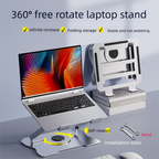360° Rotating Laptop Stand(Black) & Magnetic Mechanical Timer(Beige) Set - Ergonomic Cooling Desk Organizer for Study, Cooking & Productivity