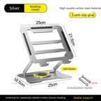 360° Rotating Laptop Stand(Black) & Magnetic Mechanical Timer(Beige) Set - Ergonomic Cooling Desk Organizer for Study, Cooking & Productivity