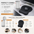 Black silicone wrist rest with 20-in-1 electronics cleaning kit - portable multi-functional brush set, ergonomic mouse pad, suitable for office and travel.
