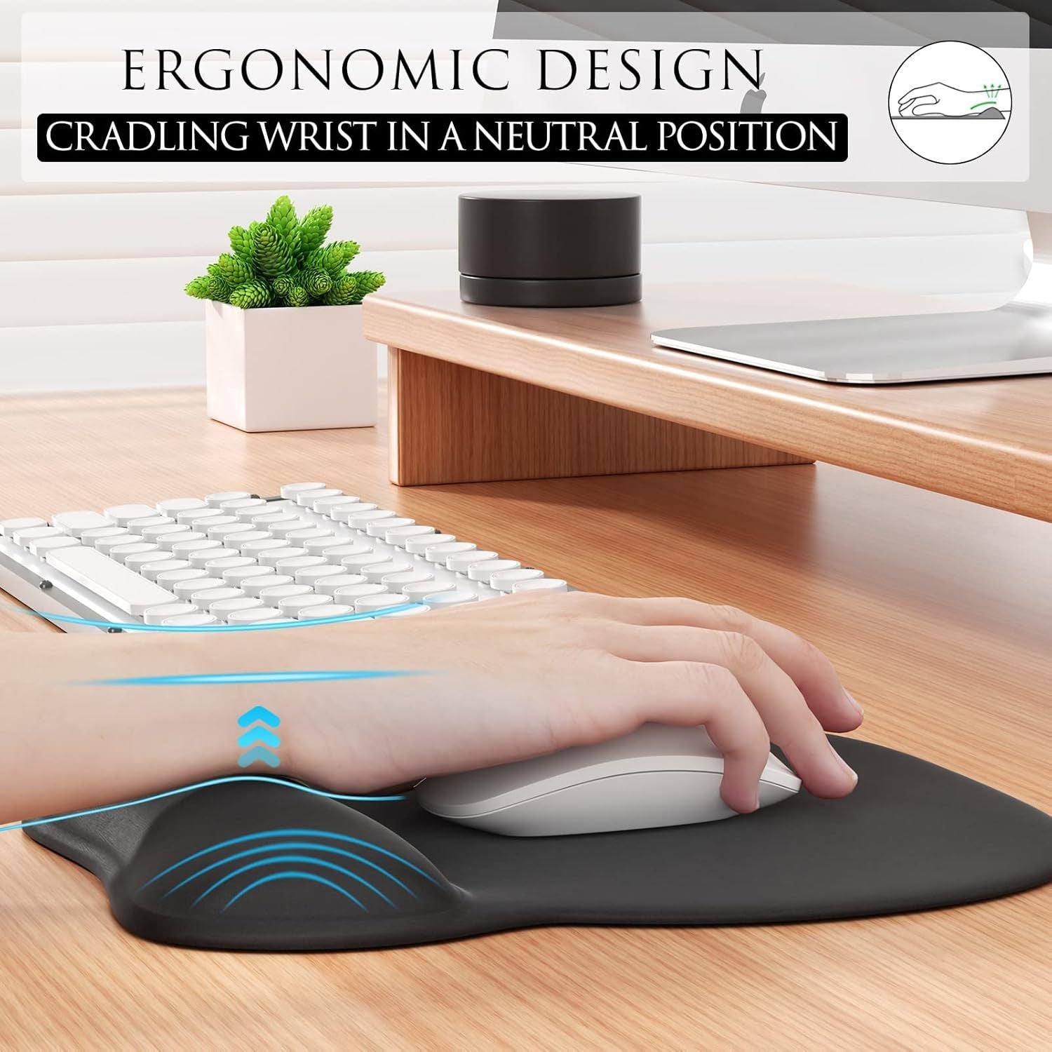 Gradient Pinkish White silicone wrist rest with 20-in-1 electronics cleaning kit - portable multi-functional brush set, ergonomic mouse pad, suitable for office and travel.