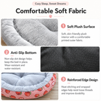 Round Pet Bed for Small Dogs and Cats, Soft Plush Calming Cat Bed with Strawberry Pattern, Cozy Washable Puppy Sleeping Mat, Non Slip Bottom Pet Cushion for Indoor Home Use(Diameter: 45cm)