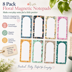 8 Pack Floral Magnetic Notepads for Fridge, Cute Shopping List Planner Memo Pads with 25 Sheets Each, Tear Off Weekly To Do List Notes for Home Kitchen Office School Organisation and Daily Reminders