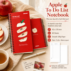 Fruit Series To Do List Notebook (Apple) – Spiral Bound Journal with Cute Fruit Cover, 80 Sheets, Portable Planner for Daily Notes, Study, Office and Personal Organisation