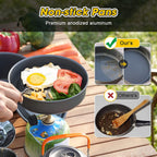 11PCS Orange Camping Cookware Set – Lightweight Aluminium Camping Pots, Frying Pan, Kettle & Stainless Steel Cutlery, Portable Non-Stick Outdoor Cooking Set for 2-3 Person Camping, Hiking, Backpacking & Picnic