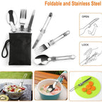 11PCS Orange Camping Cookware Set – Lightweight Aluminium Camping Pots, Frying Pan, Kettle & Stainless Steel Cutlery, Portable Non-Stick Outdoor Cooking Set for 2-3 Person Camping, Hiking, Backpacking & Picnic