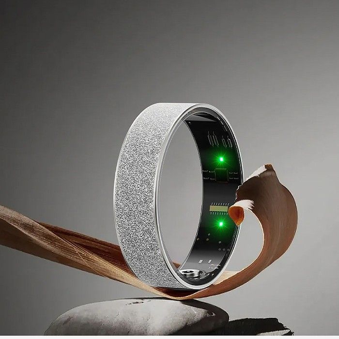 Smart Ring Size 10 (Silver) – Frosted Silver Wellness Tracker with Heart Rate, Blood Oxygen, Sleep, Steps and Mood Monitoring, IP68 Waterproof USB Magnetic Charging Ring
