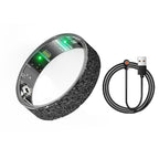 Smart Ring Size 9 (Black) – Frosted Black Wellness Tracker with Heart Rate, Blood Oxygen, Sleep, Steps and Mood Monitoring, IP68 Waterproof USB Magnetic Charging Ring