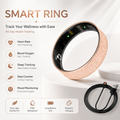 Smart Ring Size 9 (Rose Gold) – Frosted Rose Gold Wellness Tracker with Heart Rate, Blood Oxygen, Sleep, Steps and Mood Monitoring, IP68 Waterproof USB Magnetic Charging Ring