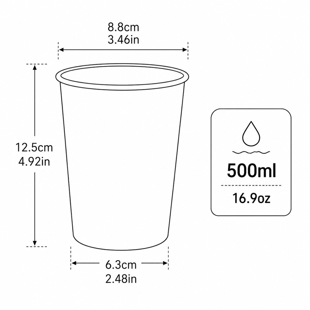 Black 304 Stainless Steel Camping Coffee Cup  with Leather Sleeve – 500ml Portable Outdoor Drinking Cup, Beer Cup, Travel Mug for Camping, Hiking, Picnic and Daily Coffee