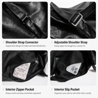 Black PU Leather Shoulder Bag - Large Capacity Hobo Handbag with Adjustable Strap, Soft Slouch Tote Purse for Women Daily Commute Shopping Travel and Casual Outings