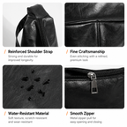 Black PU Leather Shoulder Bag with Cute Charm Keychain - Large Capacity Hobo Handbag with Adjustable Strap, Soft Slouch Tote Purse for Women Daily Commute Shopping Travel and Casual Outings