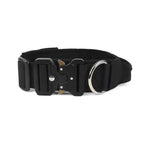 Black Tactical Dog Collar and Bungee Lead Set (M size) - Padded Quick Release Collar with Control Handle and Shock Absorbing Leash for Medium and Large Dogs