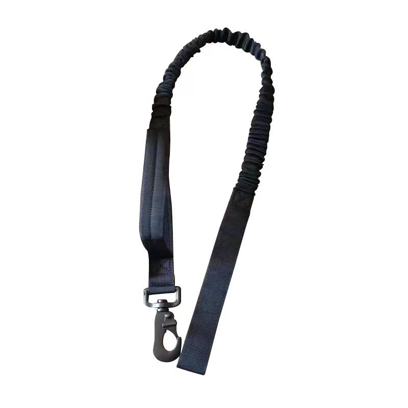 Black Tactical Dog Collar and Bungee Lead Set (XL size) - Padded Quick Release Collar with Control Handle and Shock Absorbing Leash for Medium and Large Dogs