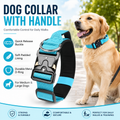 Blue Tactical Dog Collar for Large Dogs (XL size)- Wide Padded Nylon Collar with Quick Release Metal Buckle, Control Handle and D-Ring for Walking and Training