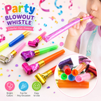 40 Piece Party Whistle and Blowout Set - 20 Whistle Balloons and 20 Party Blowers, Colourful Noise Makers for Birthdays, Celebrations and Party Bags