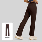 Women's High Waisted Straight Leg Yoga Pants (S size) - Coffee Brown, Relaxed Full Length Fit with Rear Waist Pocket for Yoga, Pilates, Walking and Everyday Athleisure