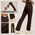 Women's High Waisted Straight Leg Yoga Pants (XL size) - Coffee Brown, Relaxed Full Length Fit with Rear Waist Pocket for Yoga, Pilates, Walking and Everyday Athleisure