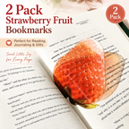 2PCS Cute Strawberry Acrylic Bookmarks Fruit Transparent Reading Bookmarks Aesthetic Page Markers for Book Lovers Students Teachers Reading Gifts